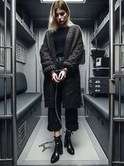 Caged in wool cardigan sweater