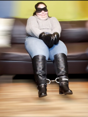 Sweet P in Fist Mitts, Boots and Grey Turtleneck