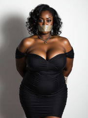 Tape gagged ebony cuties