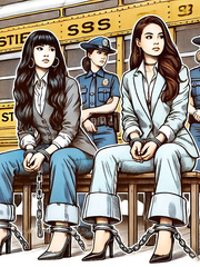 Mix of shackled women