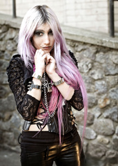 Emo girl in handcuffs and shackles