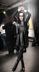In tights and handcuffs