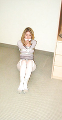DB - Damsel - hogtied in a sweater and shorts