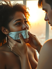 Ebony Milf Gagged for Naked Sleep (AI)
