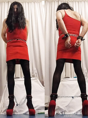 A Crossdresser in Red - Hogtied