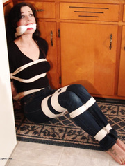 girl in tight jeans bound