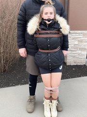 Fur coat bondage cutie