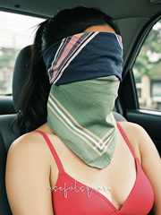 AI woman wearing bandana mask