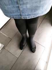 Cuffed in black pantyhose