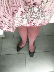 Cuffed in red pantyhose