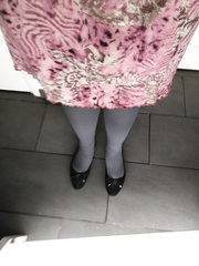Grey pantyhose anklecuffs