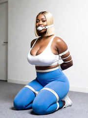 Curvy Ebony Bound in Blue Leggin
