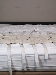 girl inside sack cuero bedroom