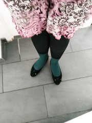 Green pantyhose and legging cuffed