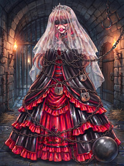 Red and black princess in dungeon