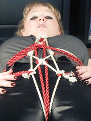 Curvy blonde,  Exposed, Table tied and vibed
