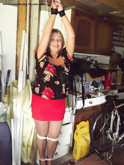 Claire - tied up in work cellar