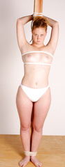 BCOE - bound coed - topless red head in pump gag
