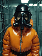Down jacket and gas mask