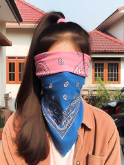 AI woman wearing bandana mask