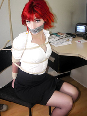 Red haired in blouse, skirt, and hemp