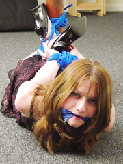 DB - Chloe Payne - hogtied in blue rope