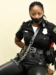 Ebony cop gagged