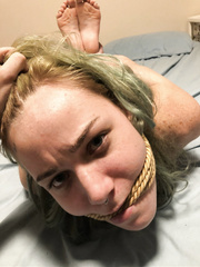 Cute Girl Hogtied and Gagged with Rope
