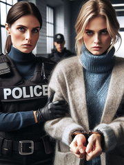 Arrested in wool cardigan sweater